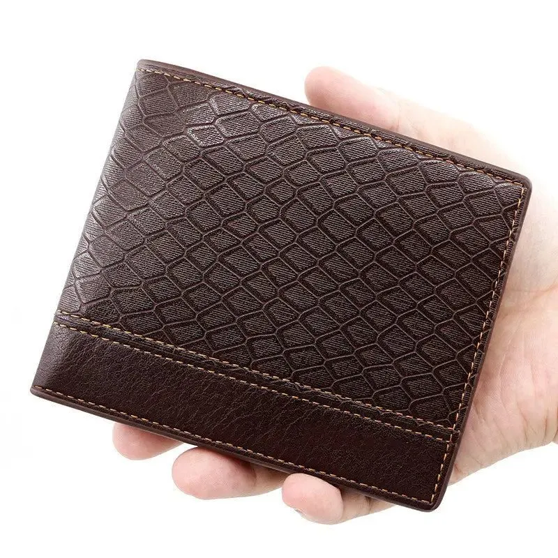 Men's Snake Pattern Wallet with Multiple Compartments & PU Leather - Luxe & Organized Accessory