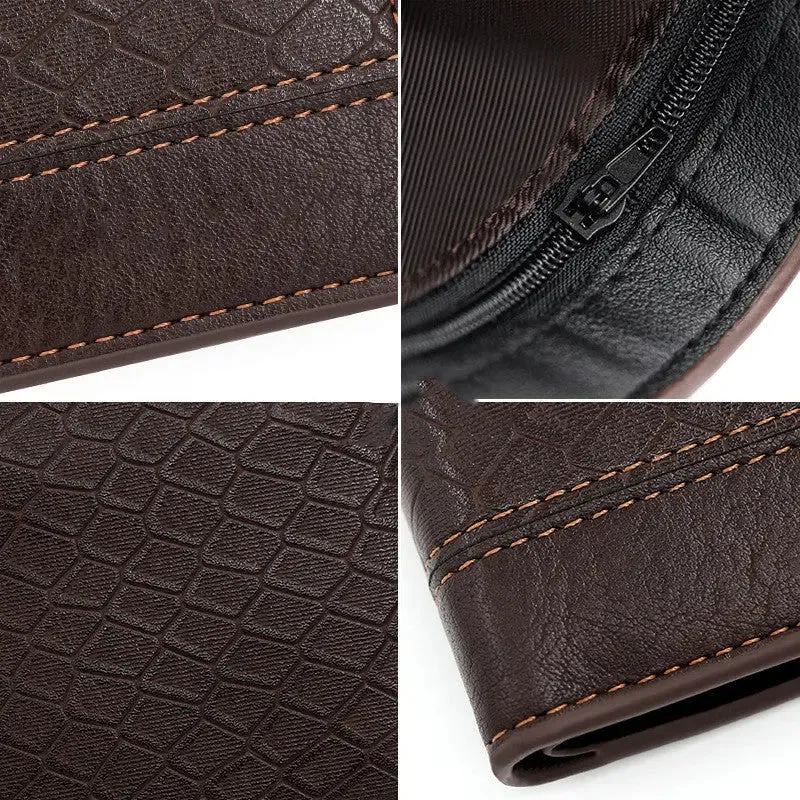 Men's Snake Pattern Wallet with Multiple Compartments & PU Leather - Luxe & Organized Accessory