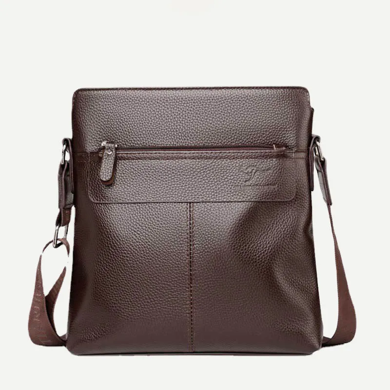 Messenger Bag for Men Lychee Pattern Genuine Leather Business Backpack