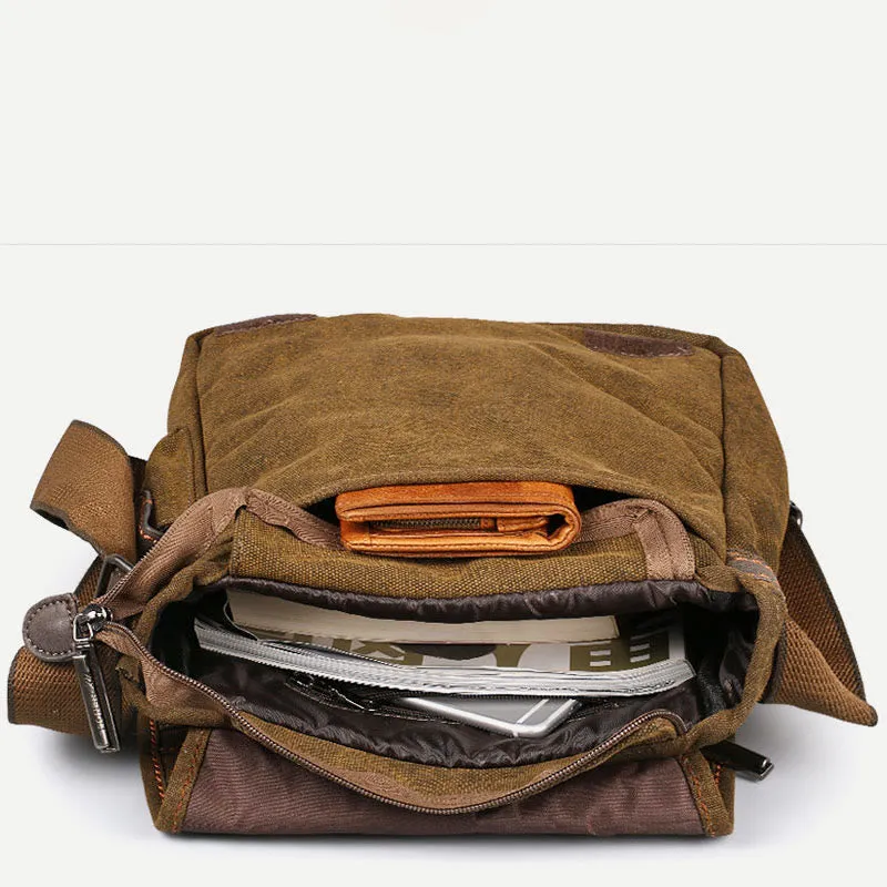 Messenger Bag For Men Vintage Thicken Canvas Large Capacity Crossbody Bag