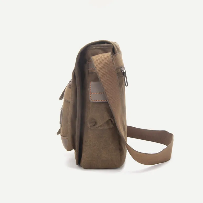 Messenger Bag For Men Vintage Thicken Canvas Large Capacity Crossbody Bag