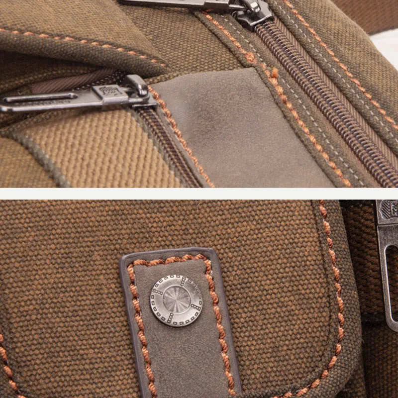 Messenger Bag For Men Vintage Thicken Canvas Large Capacity Crossbody Bag