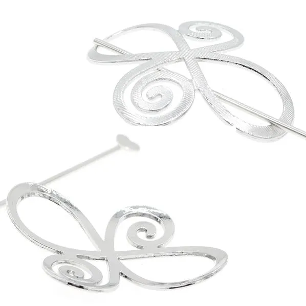 Metal Floral Bun Cover and Hair Stick 2-pc Set
