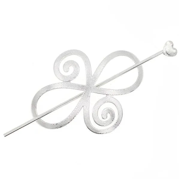 Metal Floral Bun Cover and Hair Stick 2-pc Set