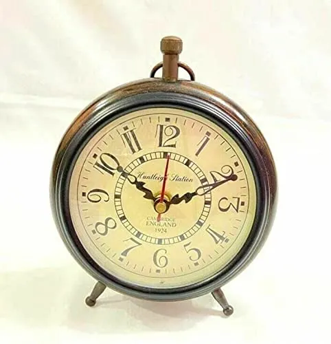 ‎M.H Nautical Handmade Antique Wooden Table Top Clock, Desk Clock, Roman Number, Home & Office Study Decor