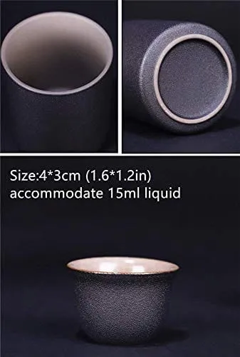 MIRUIKE Sake 9-Piece Set Japanese Sake Cup Set with Warmer Black Ceramic for Home Gift for Halloween Thanksgiving Christmas