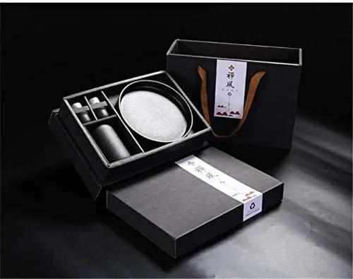 MIRUIKE Sake 9-Piece Set Japanese Sake Cup Set with Warmer Black Ceramic for Home Gift for Halloween Thanksgiving Christmas