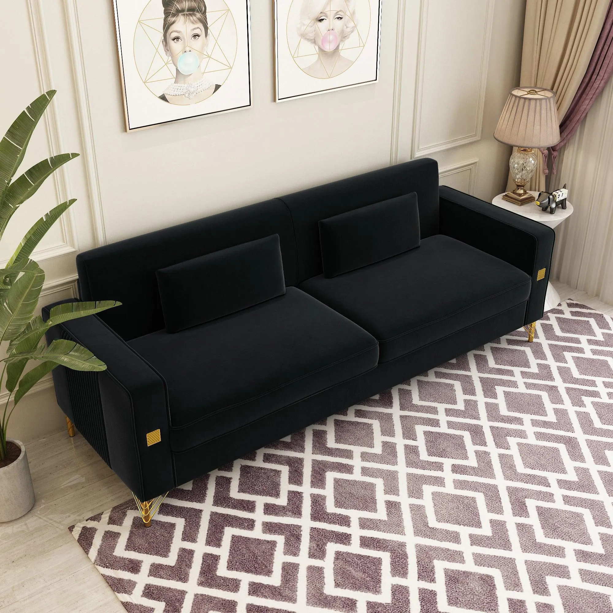 Modern Loveseat Sofa with Pillows