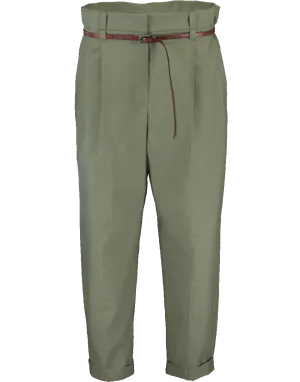 Monili Belted Cotton Paper Bag Pant