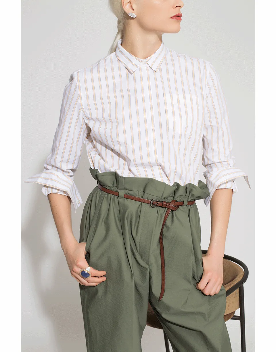 Monili Belted Cotton Paper Bag Pant