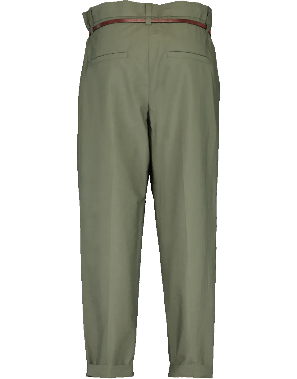 Monili Belted Cotton Paper Bag Pant