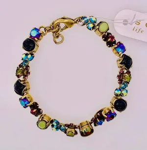 Multi-Cut Crystal and Cabochon Line Bracelet