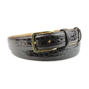 Narrow Dark Brown Genuine Crocodile Flank Belt