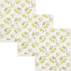 Olive Collage Set of 3 Swedish Dishcloths