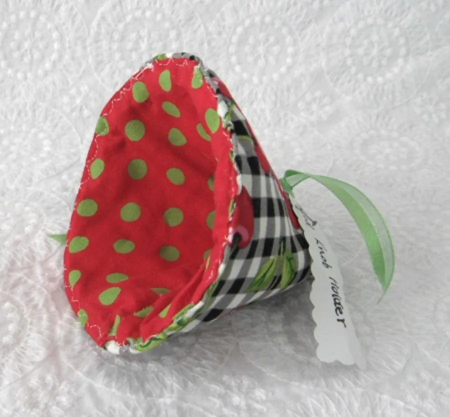 Padded Lid Knob Holder Teapot Lid Holder Cherries Black And White Hand Made