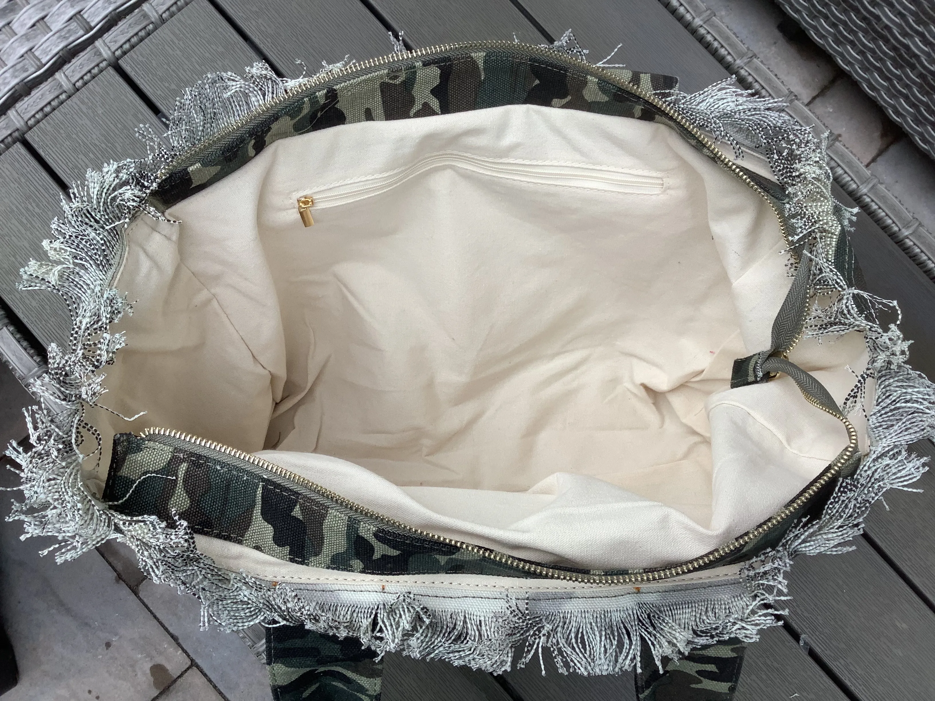 Peace Gold Glitter Camo Canvas Tote