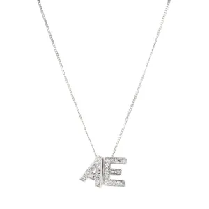 Personalised Luxury Diamond Double Letter Necklace | 9K White Gold