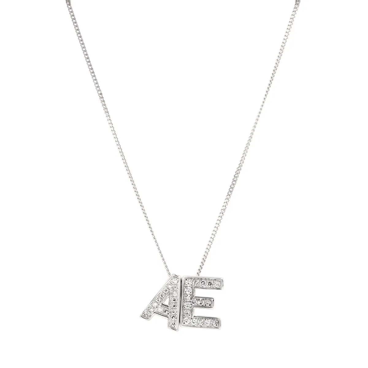 Personalised Luxury Diamond Double Letter Necklace | 9K White Gold