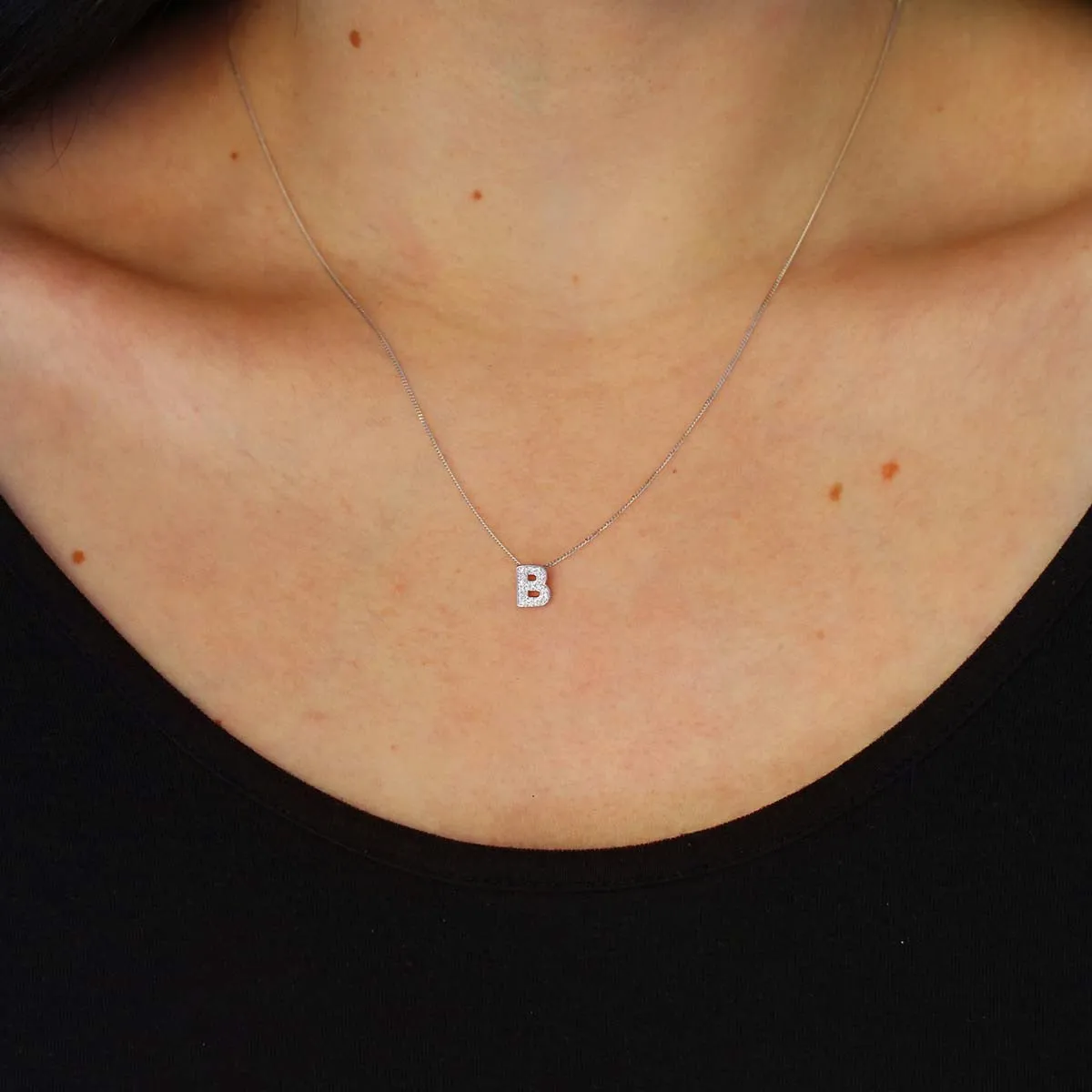 Personalised Luxury Diamond Letter Necklace | 9K White Gold