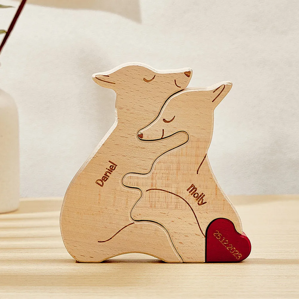 Personalised Wooden Fox Custom Family Member Names Puzzle Home Decor Gifts