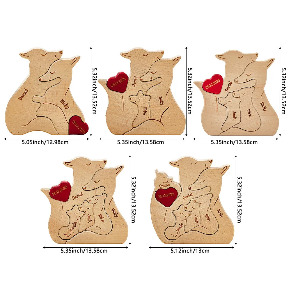 Personalised Wooden Fox Custom Family Member Names Puzzle Home Decor Gifts