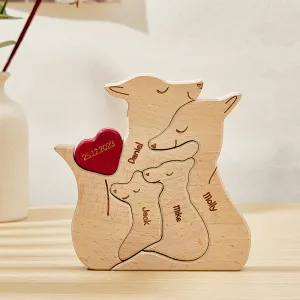 Personalised Wooden Fox Custom Family Member Names Puzzle Home Decor Gifts