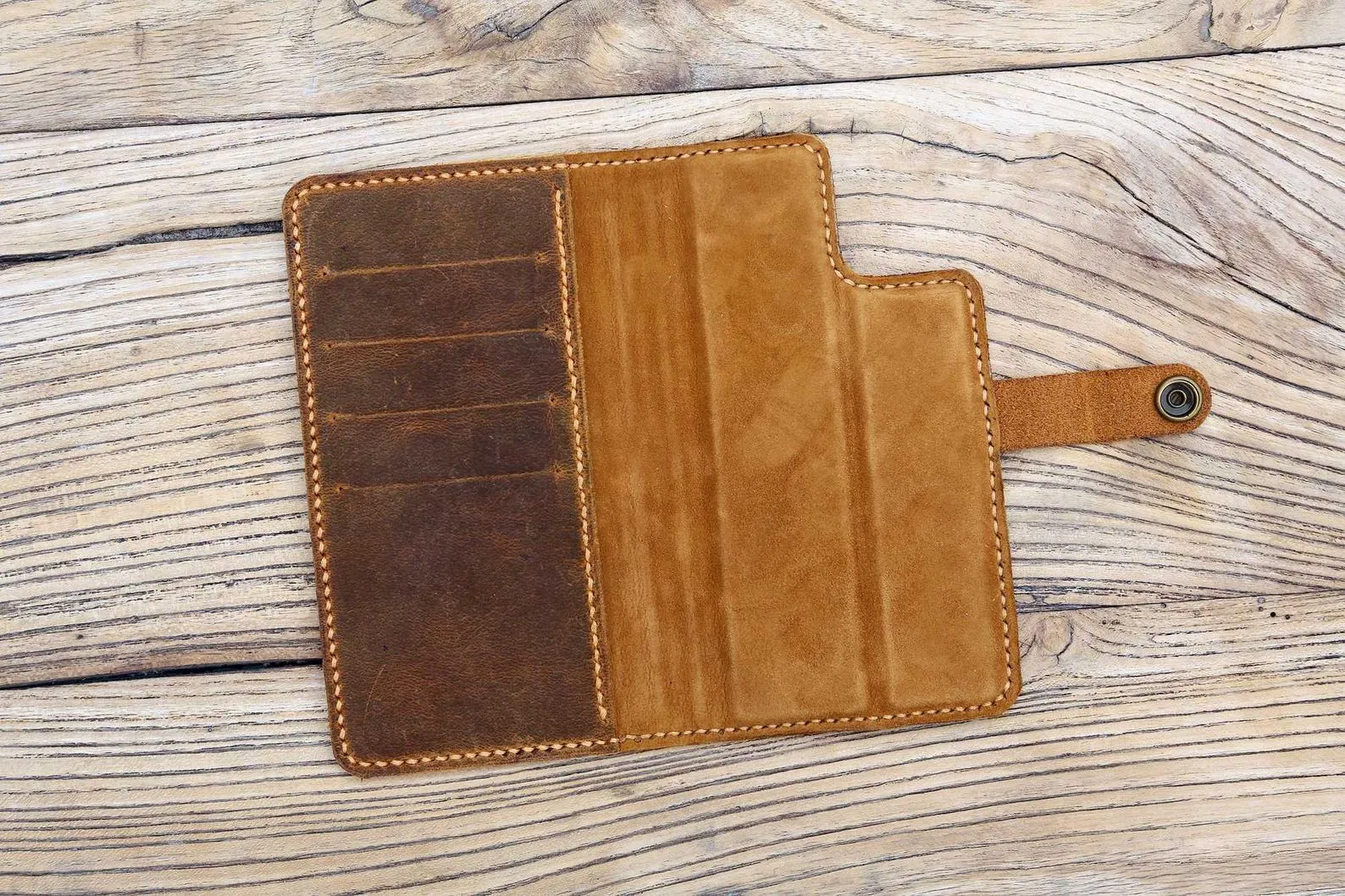 Personalized full grain Leather iPhone 12 pro max case detachable