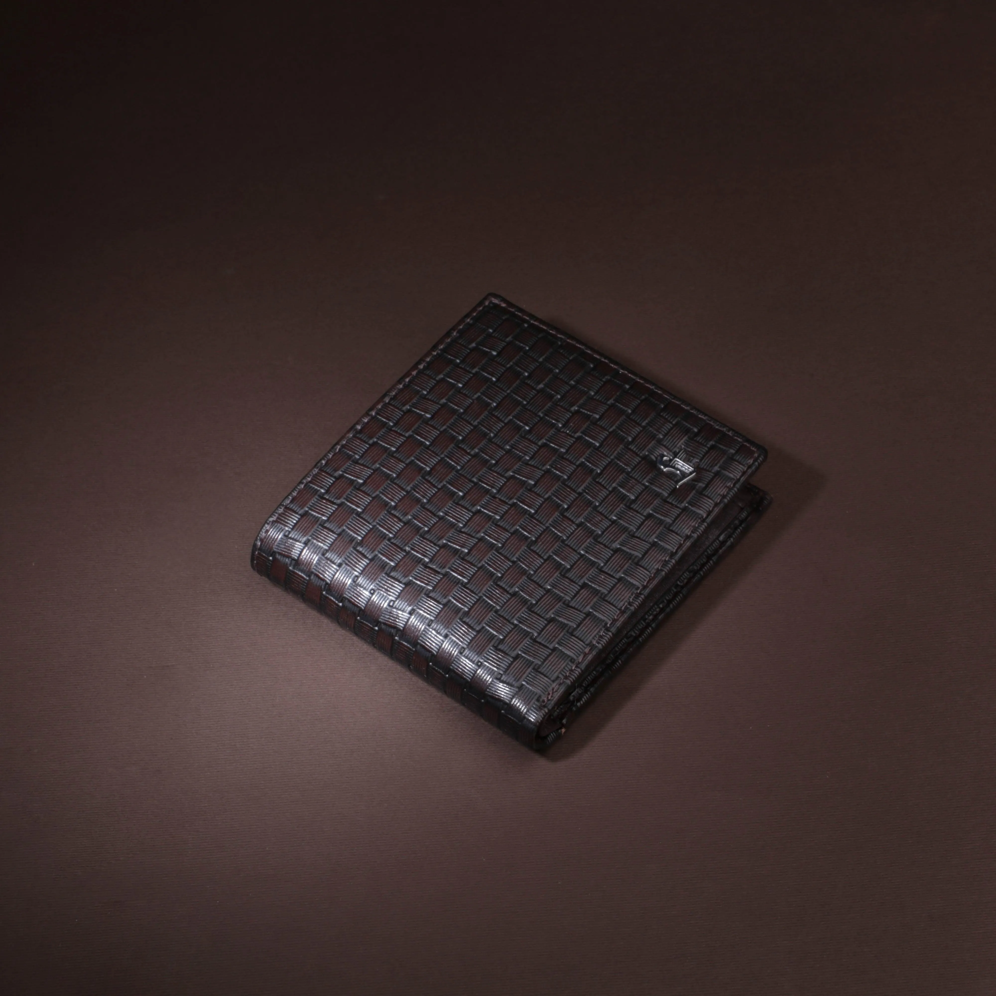Premium Italian Square Diamond Print Black Wallet | Genuine Leather Men's Wallet | Color: Brown