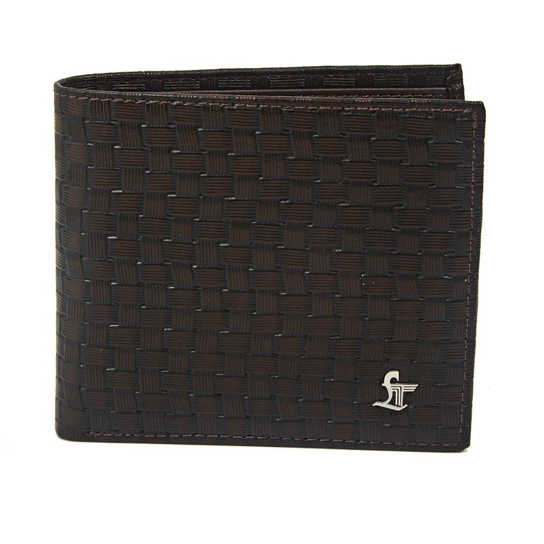 Premium Italian Square Diamond Print Black Wallet | Genuine Leather Men's Wallet | Color: Brown