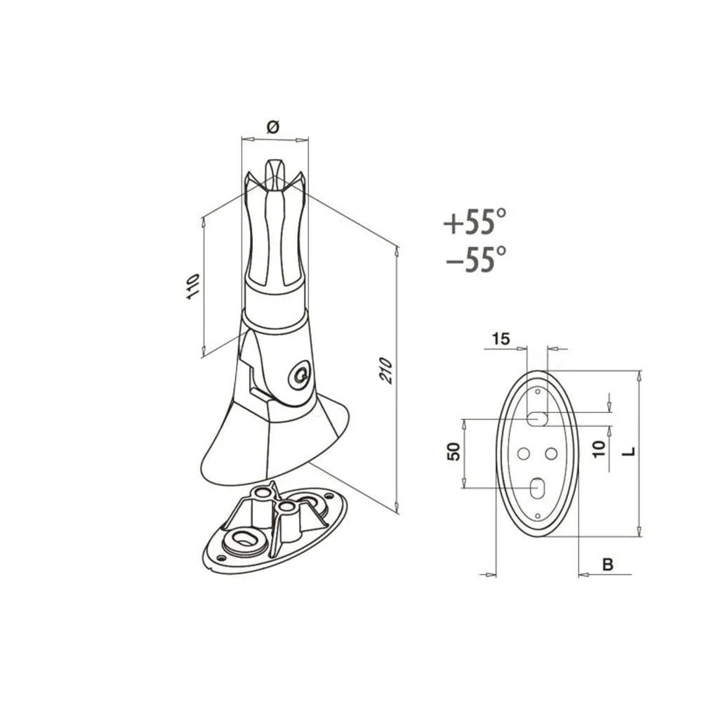 Q-railing Adjustable Round Profile Balluster Post Base