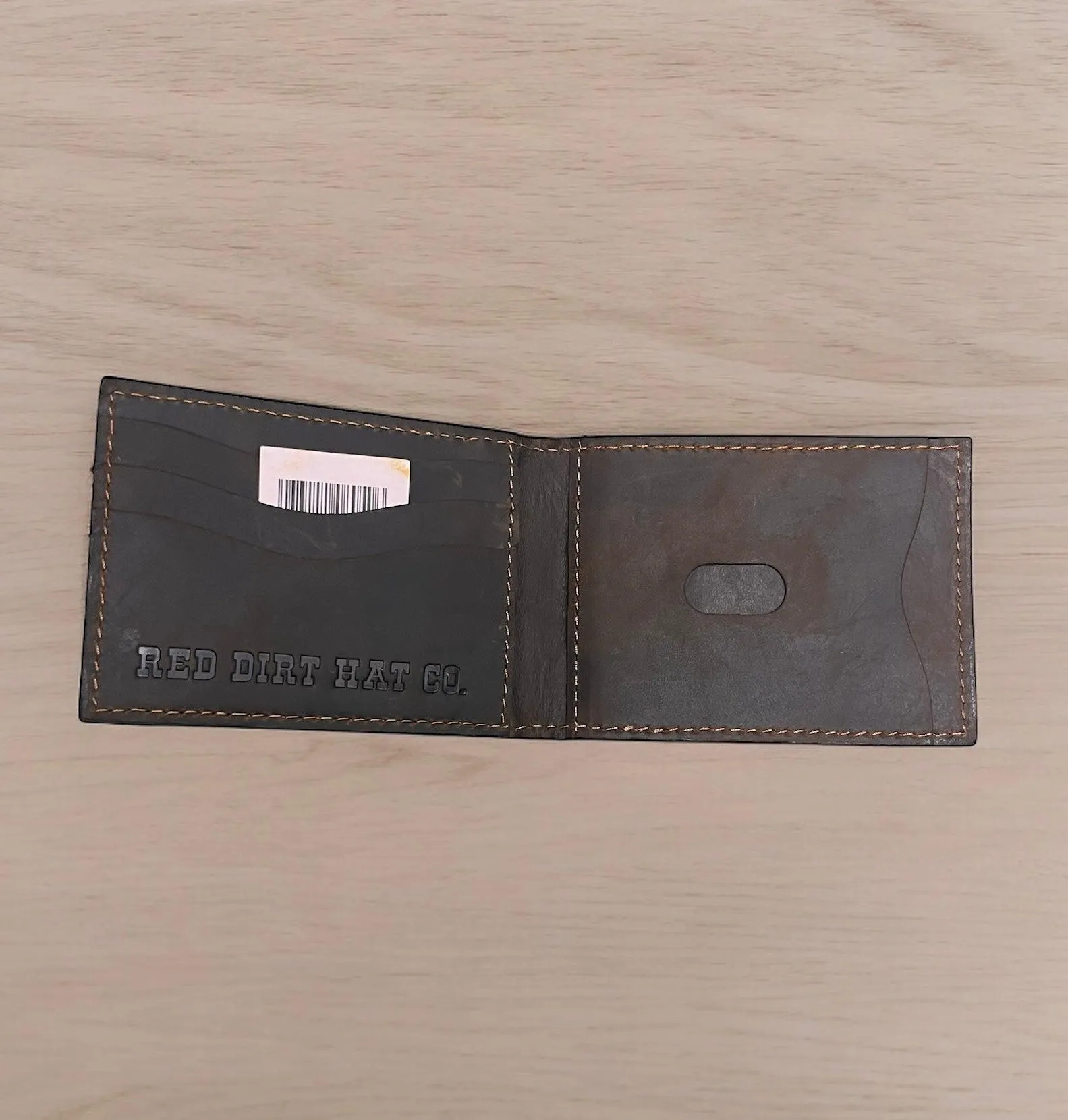 Red Dirt Hat Co. Brown Oiled Finish Genuine Leather Bi-Fold Card Case w/ Magnetic Clip Wallet 22228881W2
