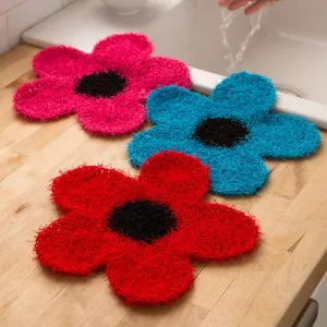 Red Heart Crochet Fancy Flower Scrubber
