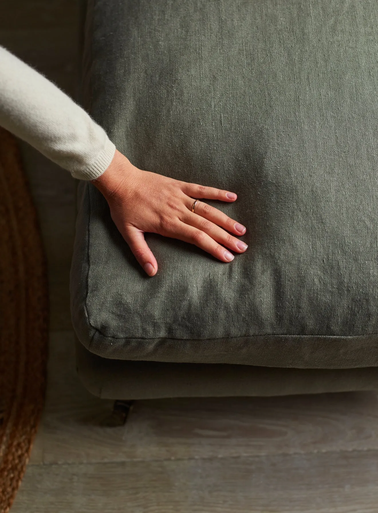 Remy Footstool, Moss Wool