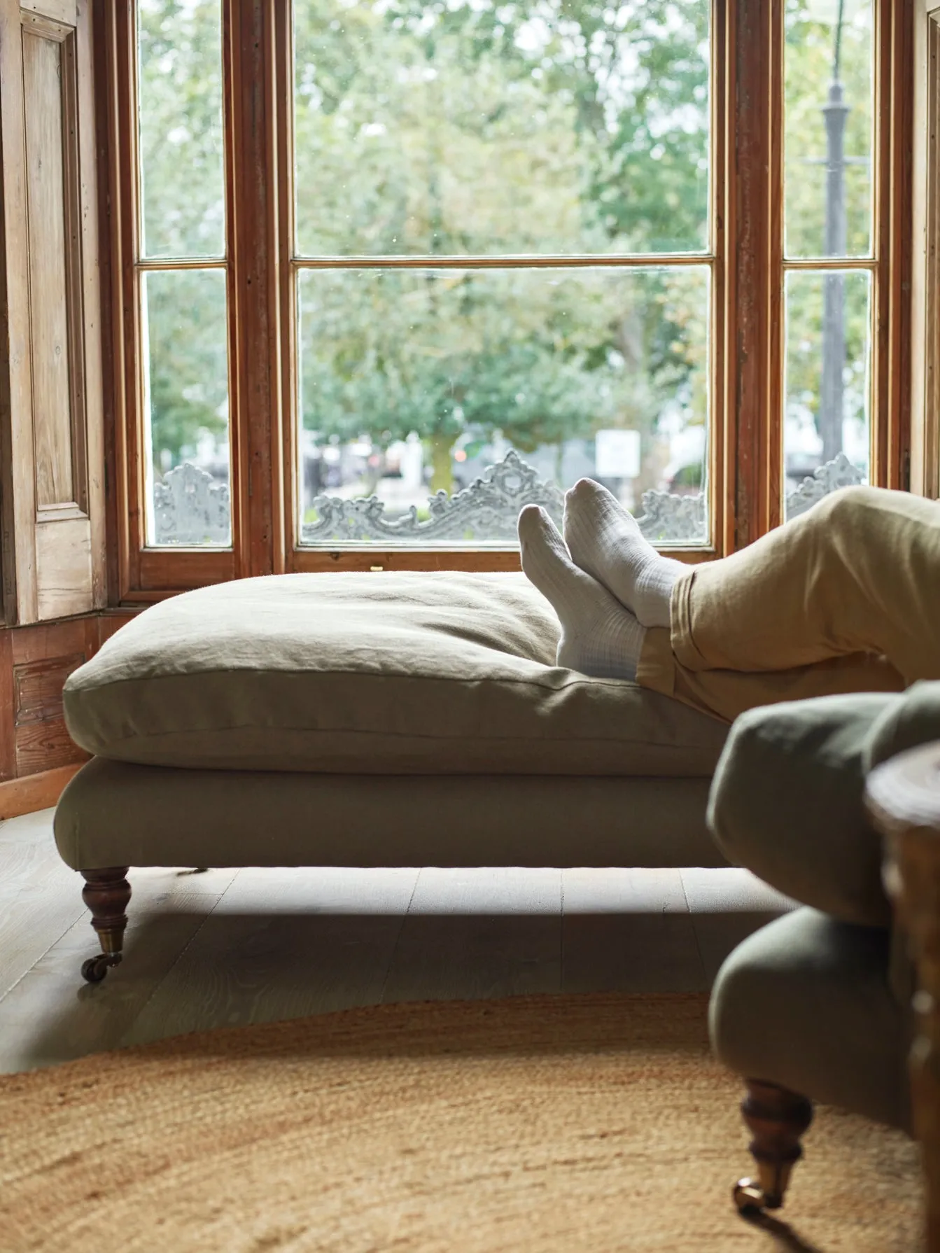 Remy Footstool, Moss Wool