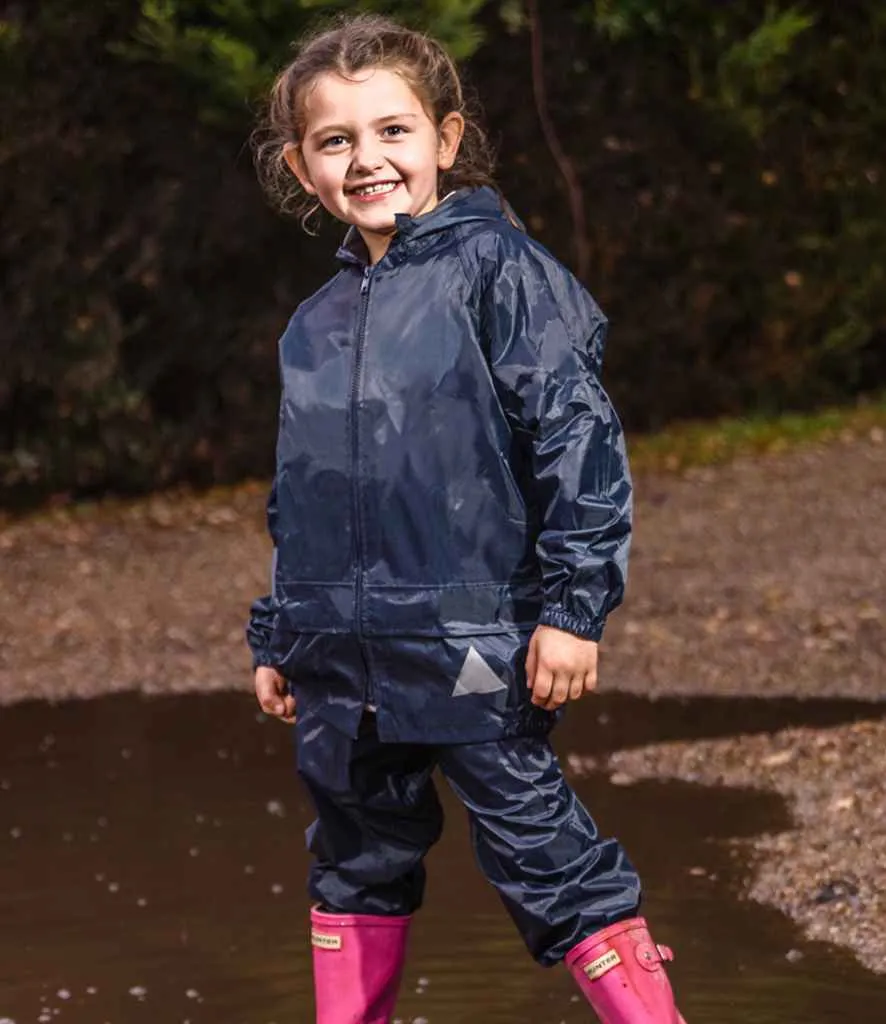 Result Kids Waterproof Jacket/Trouser Suit in Carry Bag | Navy