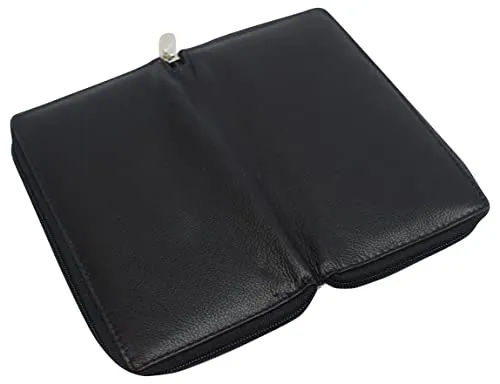 RFID Blocking Genuine Leather Long Bifold Zipper Checkbook Cover Wallet