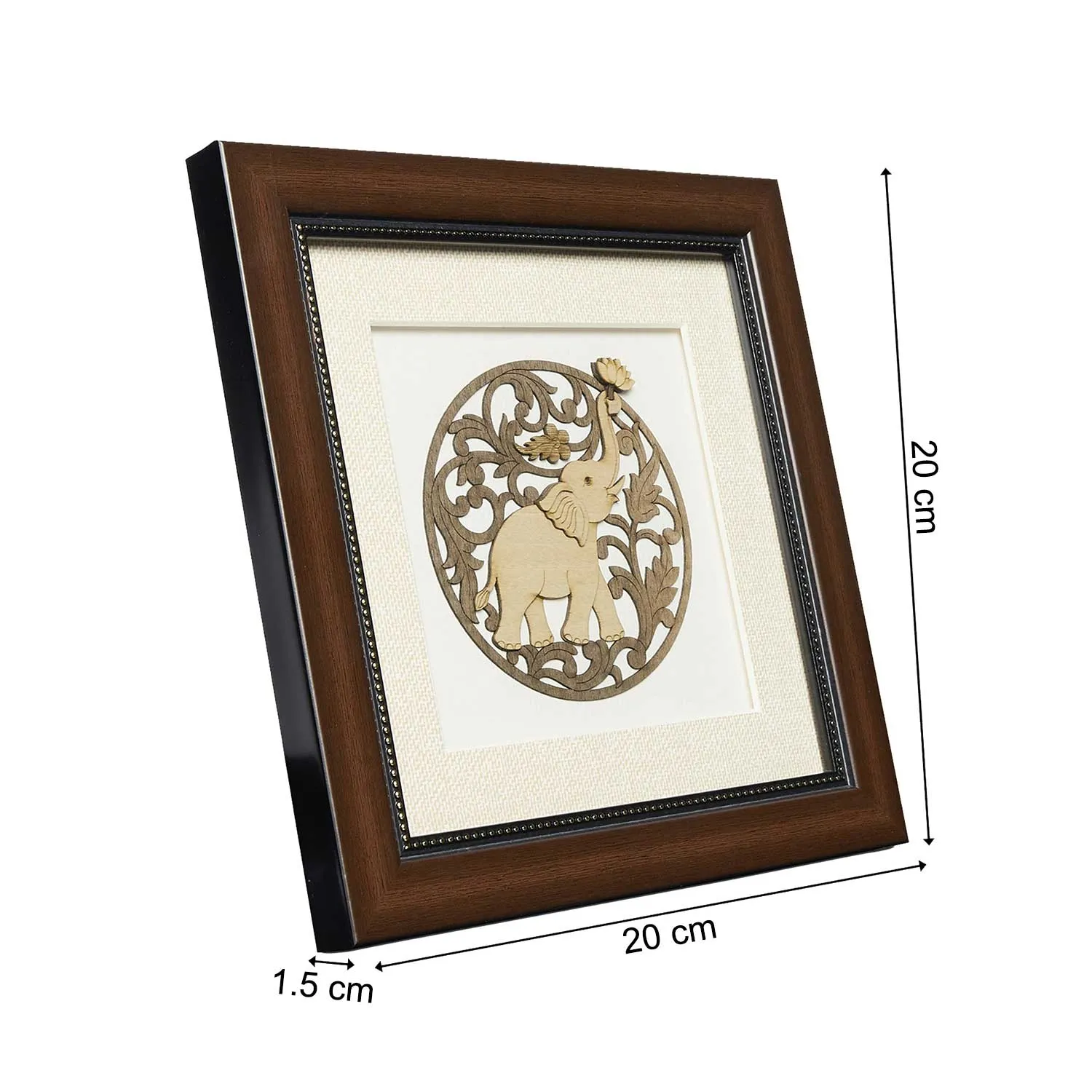 Round Elephant Wood Art Frame 8 in x 8 in