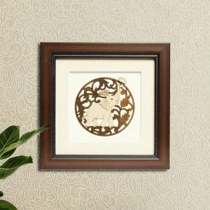 Round Elephant Wood Art Frame 8 in x 8 in