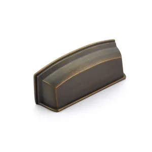 Rubbed Antique Bronze "Moderna" Cup Drawer Pull