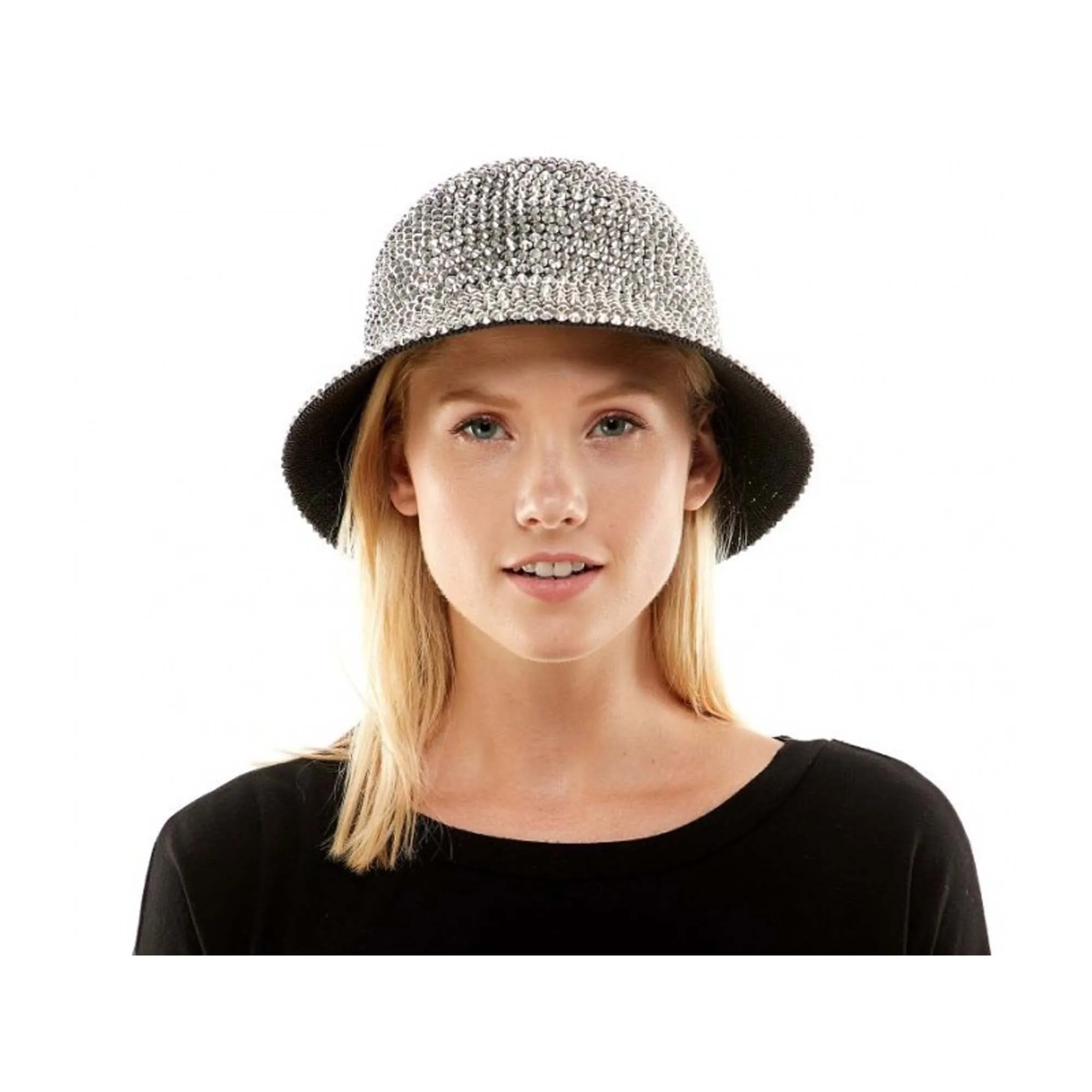 Silver Bucket Hat with Precious Stones for Adults