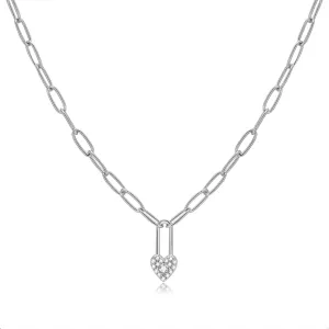 Silver Heart Lock Chain Necklace