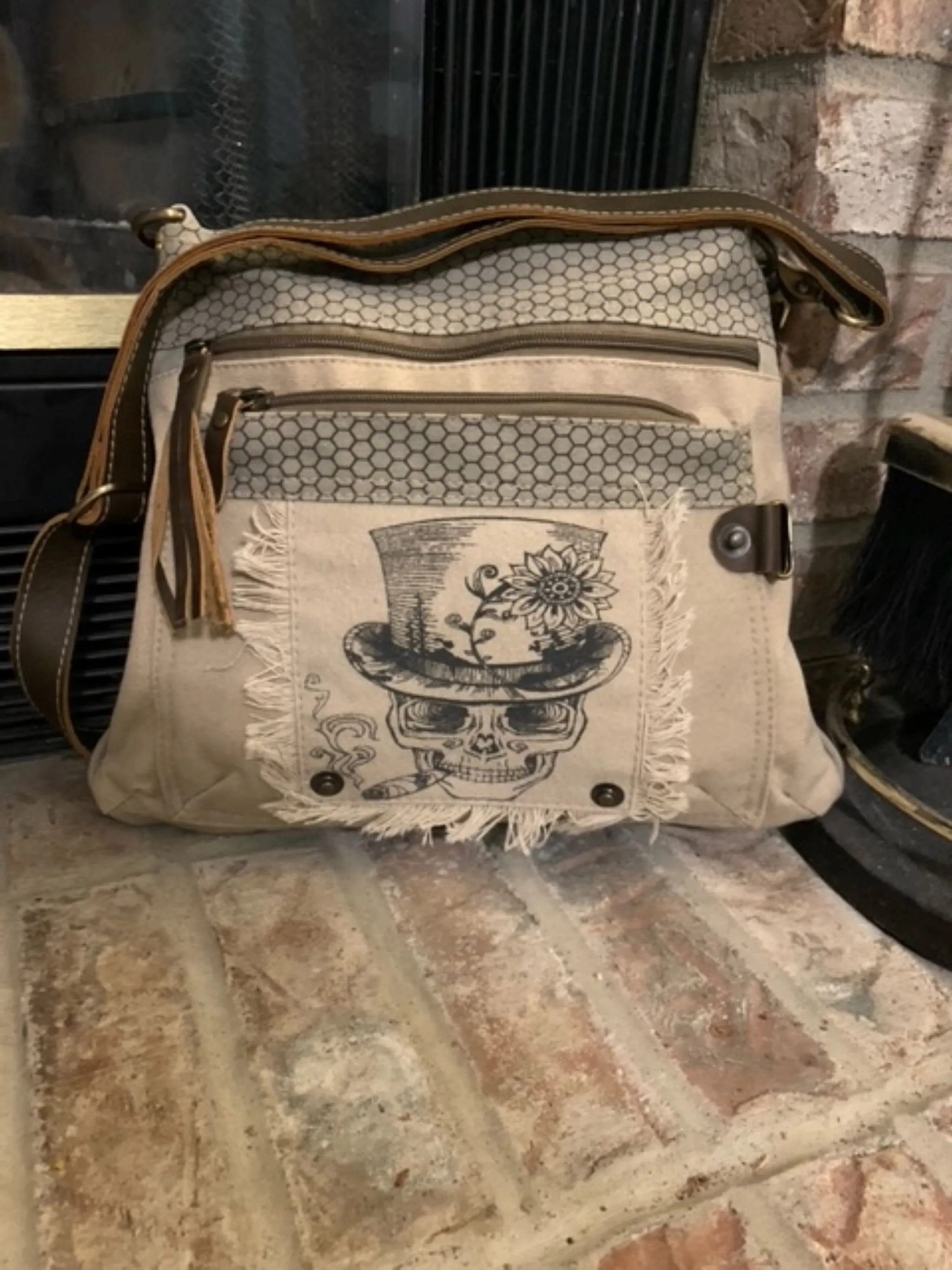 Skull Sustainable Canvas Purse Crossbody Bag