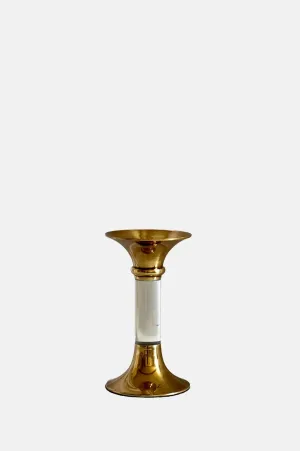 Small Brass and Acrylic Candleholder Clear