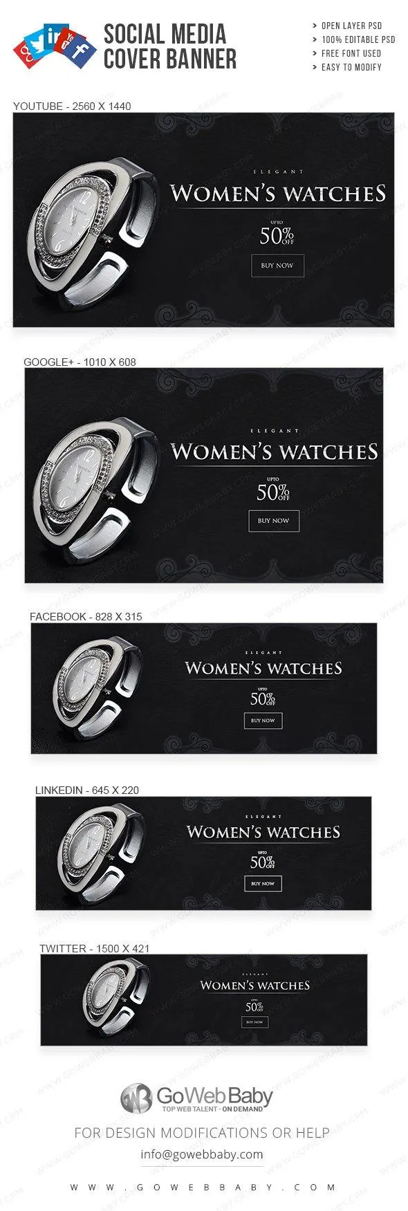 Social Media Cover Banner - Classic watches For Website Marketing