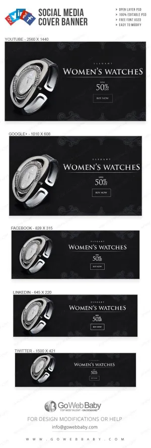 Social Media Cover Banner - Classic watches For Website Marketing