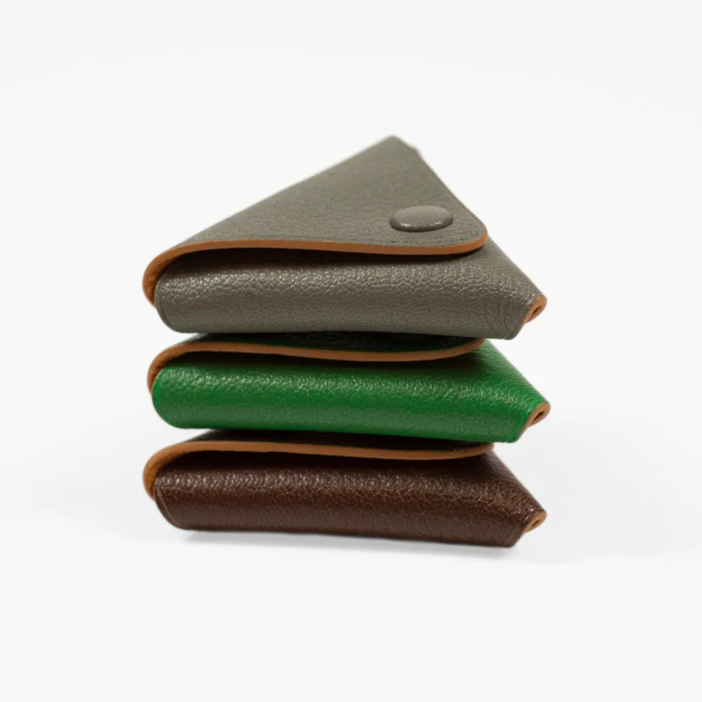 Soft origami coin case, Souris grey goatskin
