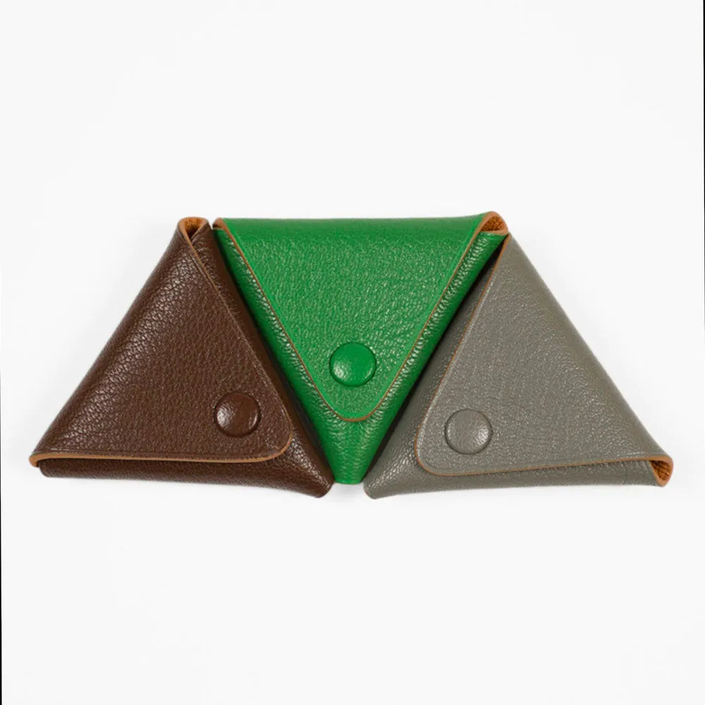 Soft origami coin case, Souris grey goatskin