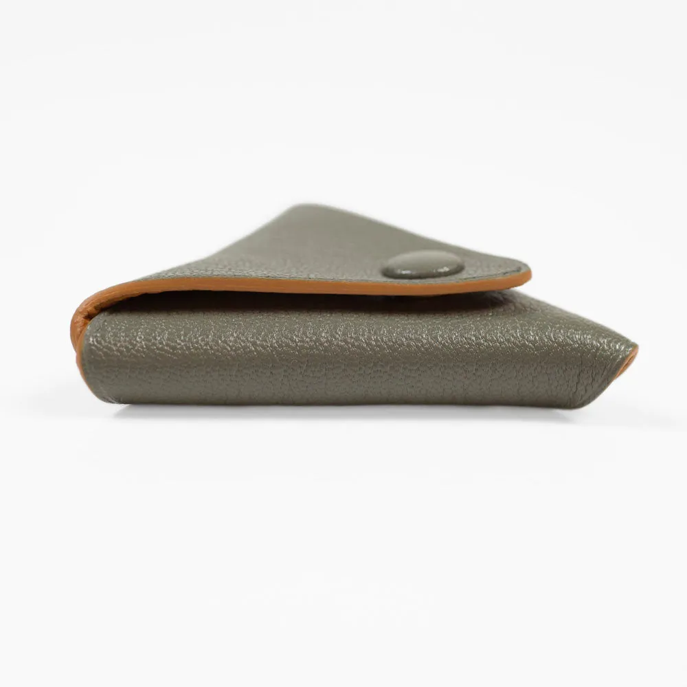 Soft origami coin case, Souris grey goatskin