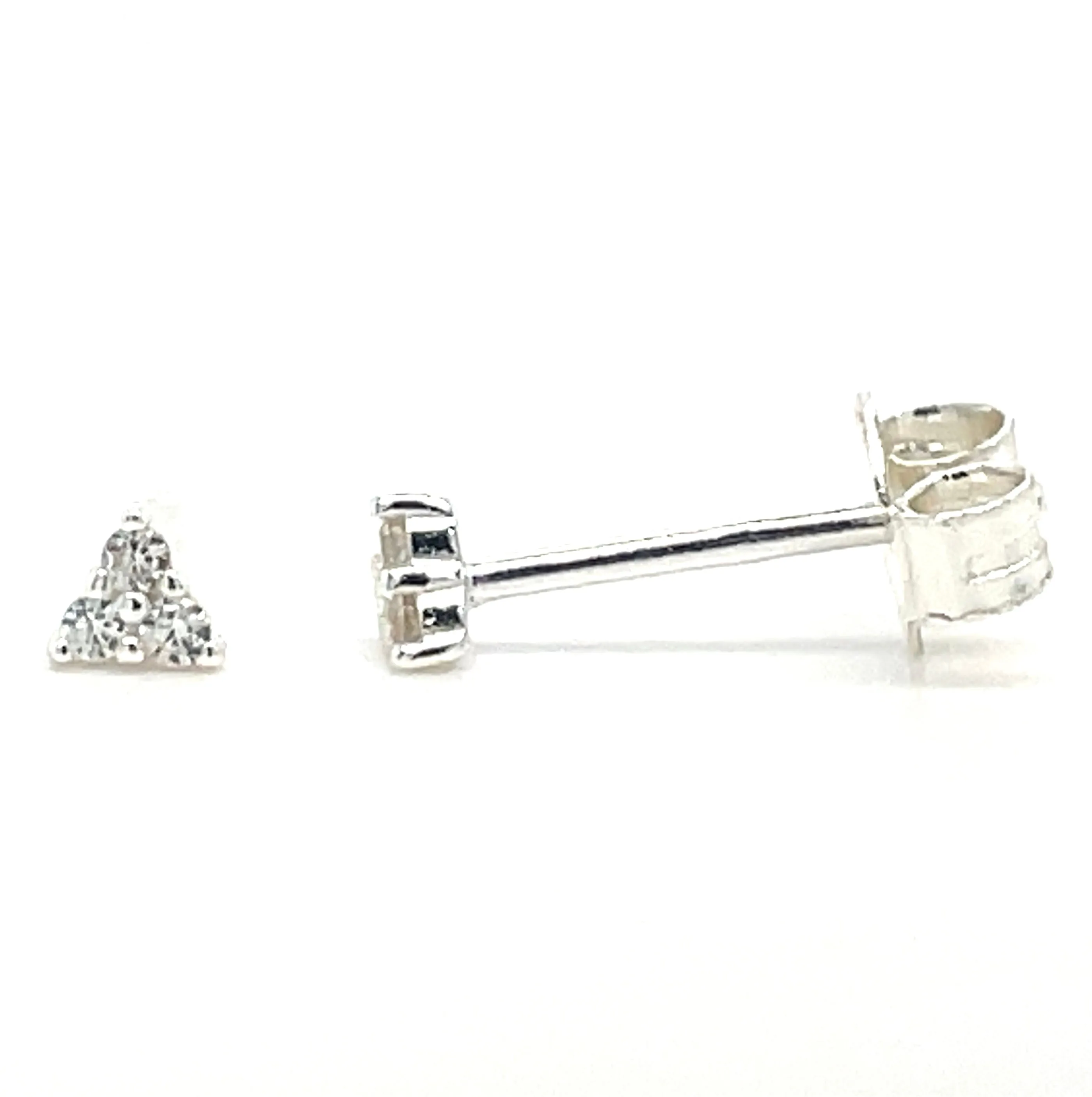 Sterling Silver Petite Three Stone Cz Earrings