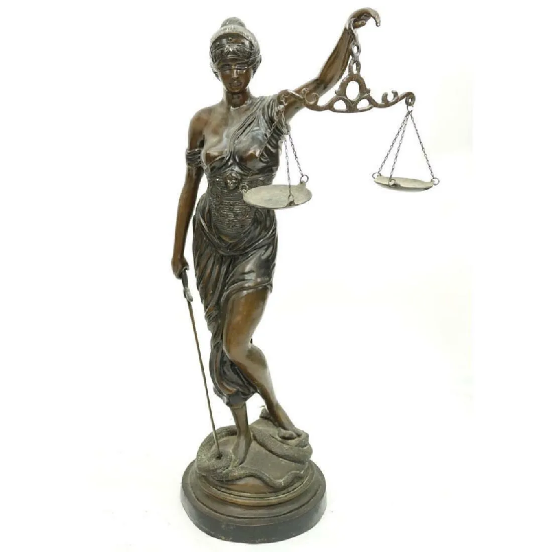 Striking Large Art Nouveau Bronze Sculpture of Blind Justice, early 1900s!!